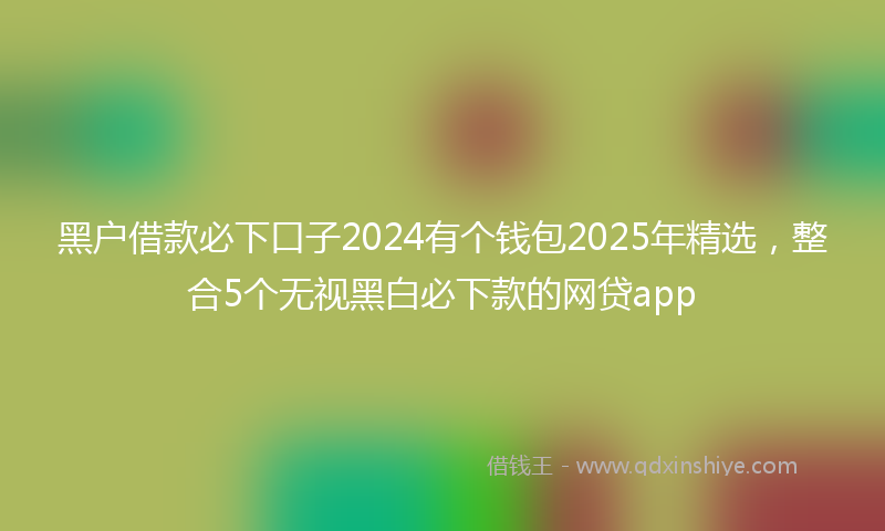 黑户借款必下口子2024有个钱包2025年精选，整合5个无视黑白必下款的网贷app