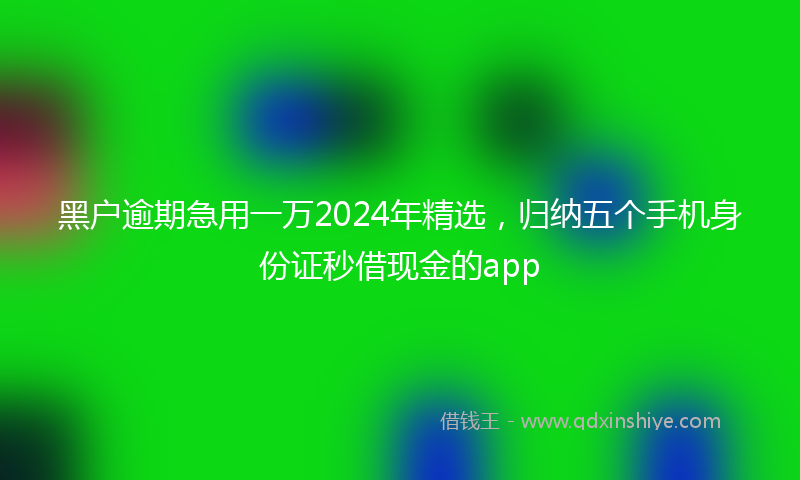 黑户逾期急用一万2024年精选，归纳五个手机身份证秒借现金的app