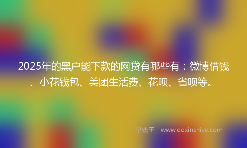 2025年的黑户能下款的网贷有哪些有：微博借钱、小花钱包、美团生活费、花呗、省呗等。