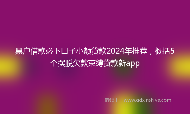 黑户借款必下口子小额贷款2024年推荐，概括5个摆脱欠款束缚贷款新app