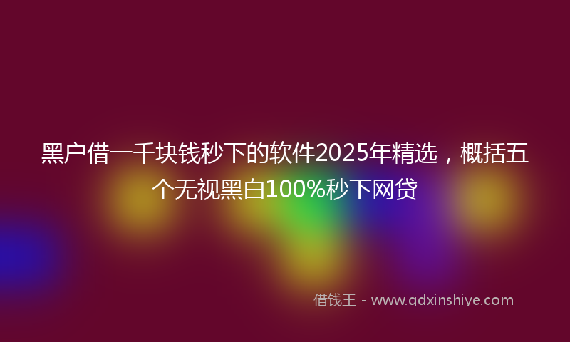 黑户借一千块钱秒下的软件2025年精选，概括五个无视黑白100%秒下网贷
