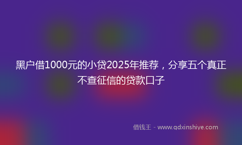 黑户借1000元的小贷2025年推荐，分享五个真正不查征信的贷款口子