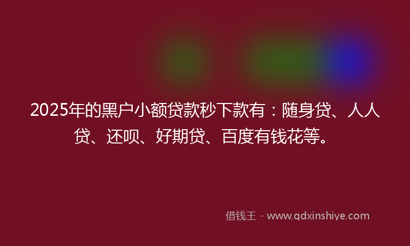 2025年的黑户小额贷款秒下款有：随身贷、人人贷、还呗、好期贷、百度有钱花等。