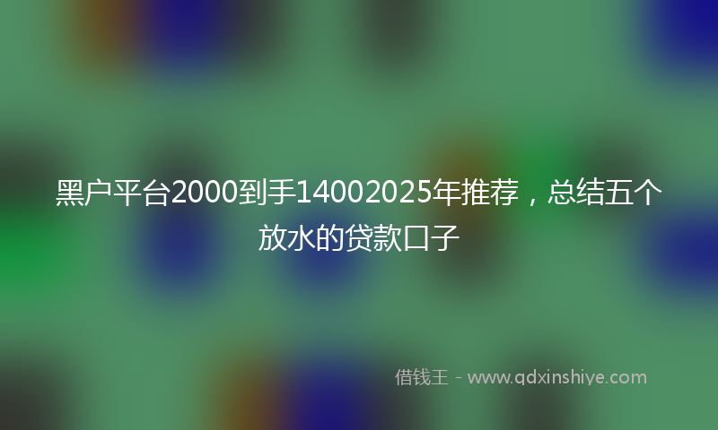 黑户平台2000到手14002025年推荐，总结五个放水的贷款口子