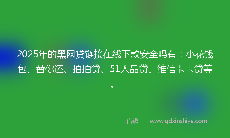 2025年的黑网贷链接在线下款安全吗有：小花钱包、替你还、拍拍贷、51人品贷、维信卡卡贷等。