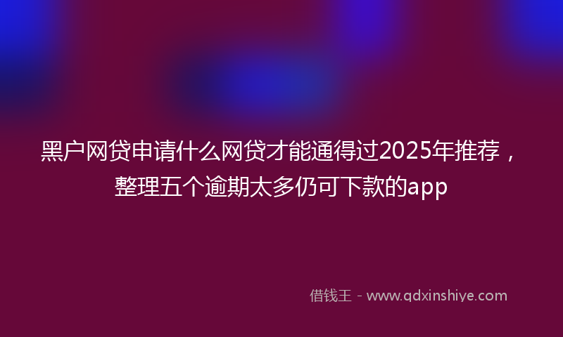 黑户网贷申请什么网贷才能通得过2025年推荐，整理五个逾期太多仍可下款的app