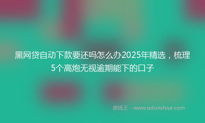 黑网贷自动下款要还吗怎么办2025年精选，梳理5个高炮无视逾期能下的口子
