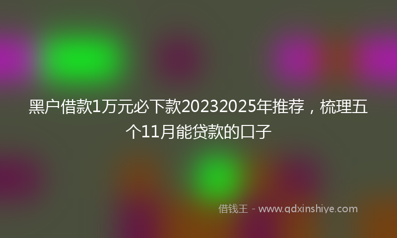 黑户借款1万元必下款20232025年推荐，梳理五个11月能贷款的口子
