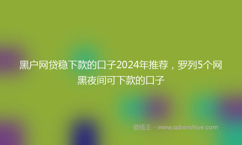 黑户网贷稳下款的口子2024年推荐，罗列5个网黑夜间可下款的口子