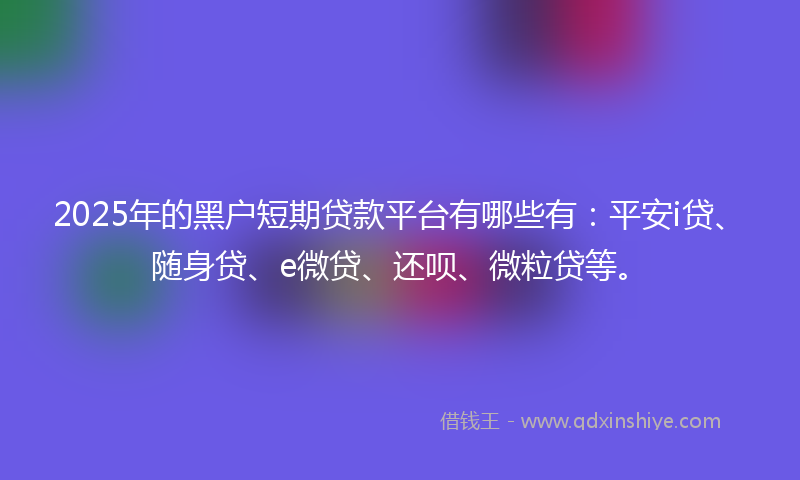 2025年的黑户短期贷款平台有哪些有：平安i贷、随身贷、e微贷、还呗、微粒贷等。
