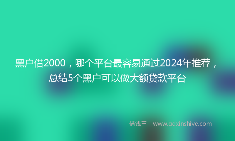 黑户借2000，哪个平台最容易通过2024年推荐，总结5个黑户可以做大额贷款平台