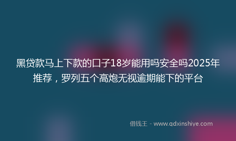 黑贷款马上下款的口子18岁能用吗安全吗2025年推荐，罗列五个高炮无视逾期能下的平台