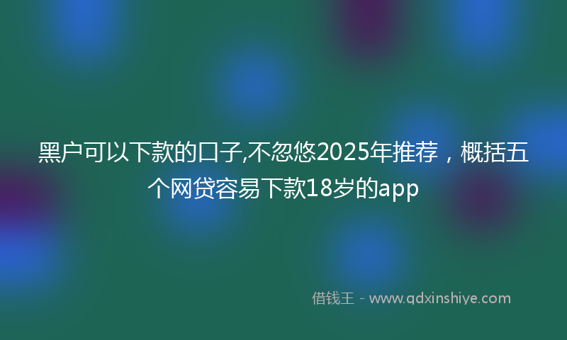 黑户可以下款的口子,不忽悠2025年推荐，概括五个网贷容易下款18岁的app