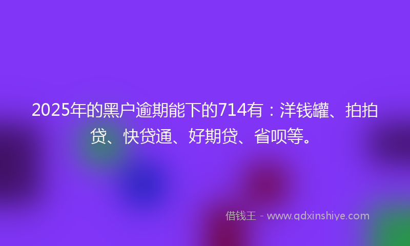 2025年的黑户逾期能下的714有：洋钱罐、拍拍贷、快贷通、好期贷、省呗等。