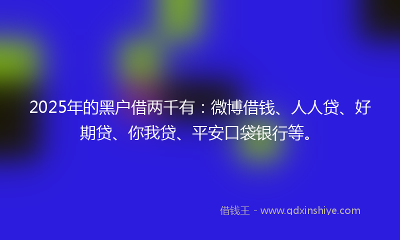 2025年的黑户借两千有：微博借钱、人人贷、好期贷、你我贷、平安口袋银行等。