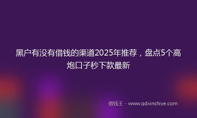 黑户有没有借钱的渠道2025年推荐，盘点5个高炮口子秒下款最新