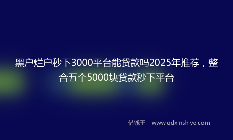 黑户烂户秒下3000平台能贷款吗2025年推荐，整合五个5000块贷款秒下平台