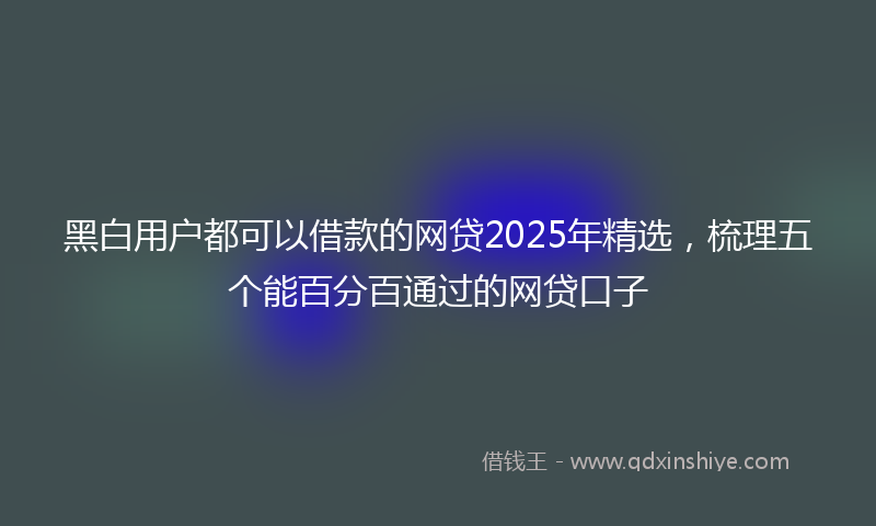 黑白用户都可以借款的网贷2025年精选，梳理五个能百分百通过的网贷口子