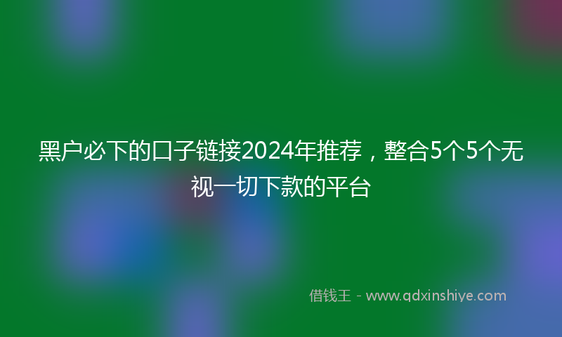 黑户必下的口子链接2024年推荐，整合5个5个无视一切下款的平台