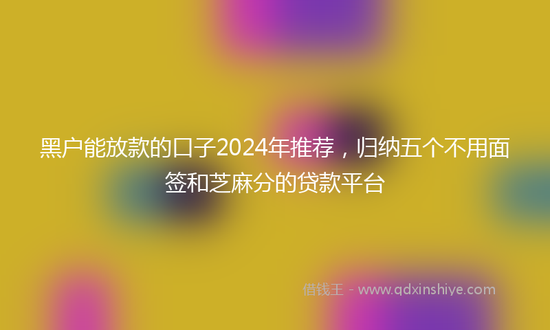 黑户能放款的口子2024年推荐，归纳五个不用面签和芝麻分的贷款平台