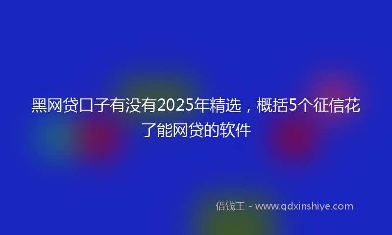 黑网贷口子有没有2025年精选，概括5个征信花了能网贷的软件