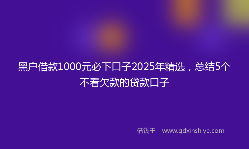 黑户借款1000元必下口子2025年精选，总结5个不看欠款的贷款口子