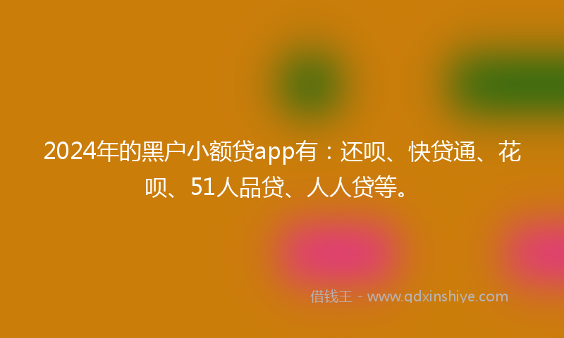 2024年的黑户小额贷app有：还呗、快贷通、花呗、51人品贷、人人贷等。