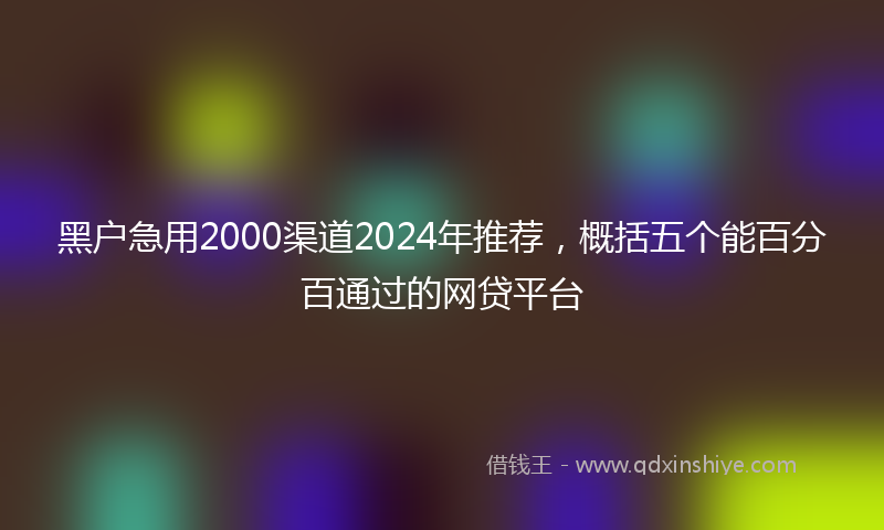 黑户急用2000渠道2024年推荐，概括五个能百分百通过的网贷平台