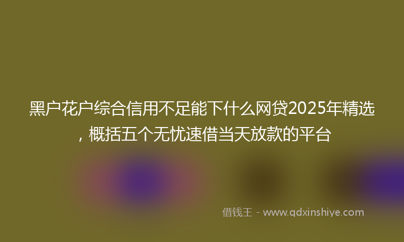 黑户花户综合信用不足能下什么网贷2025年精选，概括五个无忧速借当天放款的平台