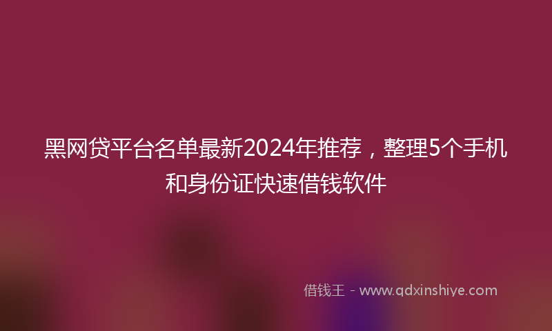 黑网贷平台名单最新2024年推荐，整理5个手机和身份证快速借钱软件