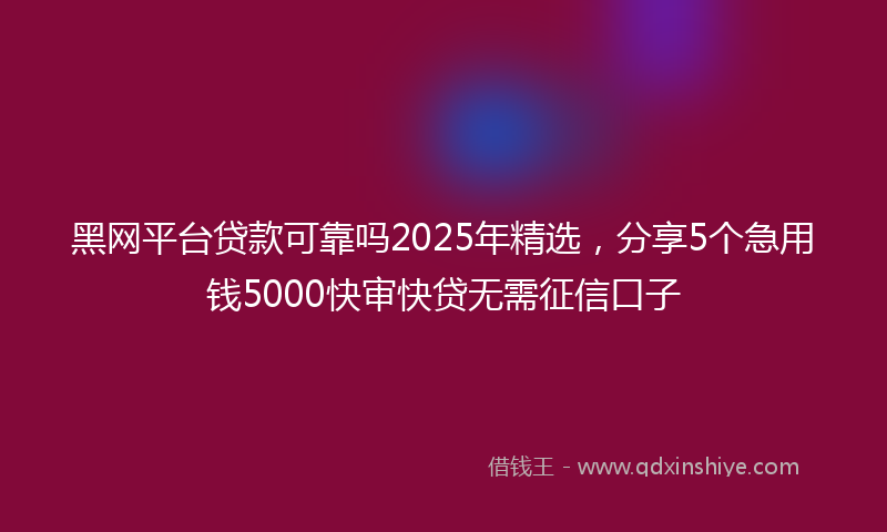 黑网平台贷款可靠吗2025年精选，分享5个急用钱5000快审快贷无需征信口子