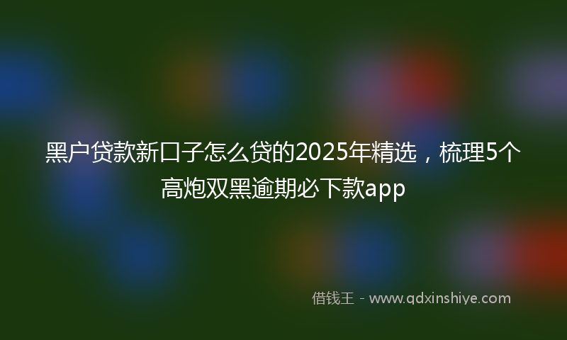 黑户贷款新口子怎么贷的2025年精选，梳理5个高炮双黑逾期必下款app