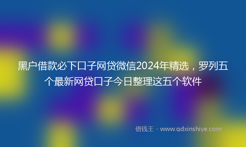 黑户借款必下口子网贷微信2024年精选，罗列五个最新网贷口子今日整理这五个软件