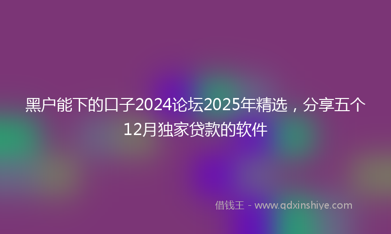 黑户能下的口子2024论坛2025年精选，分享五个12月独家贷款的软件