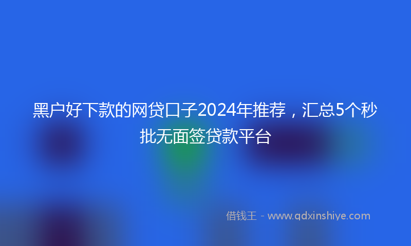 黑户好下款的网贷口子2024年推荐，汇总5个秒批无面签贷款平台