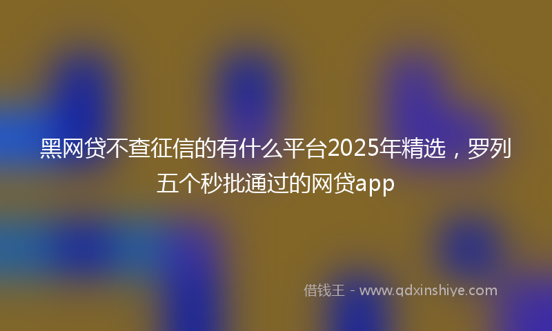黑网贷不查征信的有什么平台2025年精选，罗列五个秒批通过的网贷app
