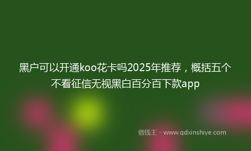 黑户可以开通koo花卡吗2025年推荐，概括五个不看征信无视黑白百分百下款app