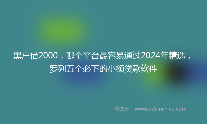 黑户借2000，哪个平台最容易通过2024年精选，罗列五个必下的小额贷款软件