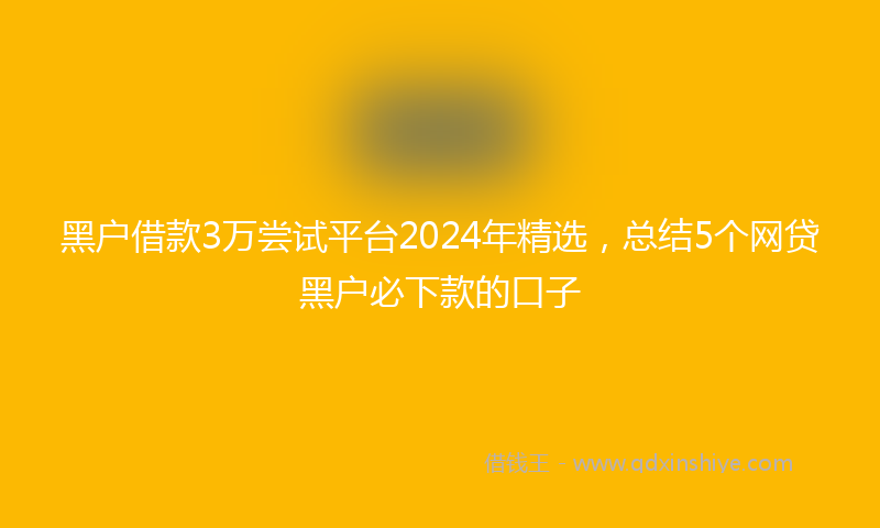黑户借款3万尝试平台2024年精选，总结5个网贷黑户必下款的口子