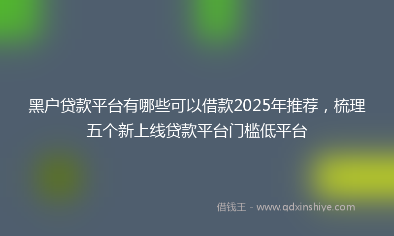 黑户贷款平台有哪些可以借款2025年推荐，梳理五个新上线贷款平台门槛低平台