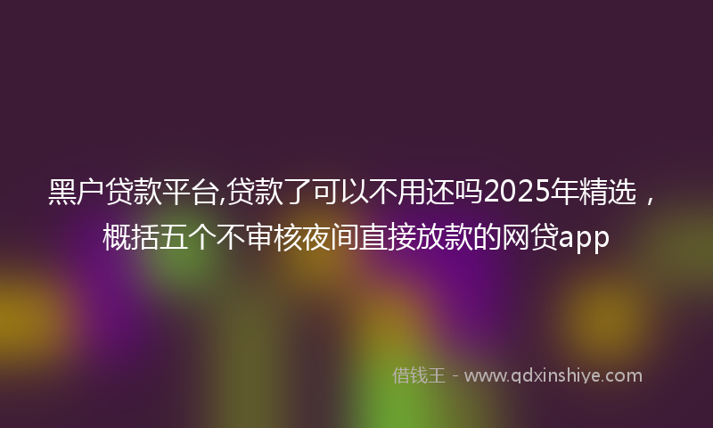 黑户贷款平台,贷款了可以不用还吗2025年精选，概括五个不审核夜间直接放款的网贷app