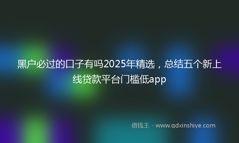 黑户必过的口子有吗2025年精选，总结五个新上线贷款平台门槛低app