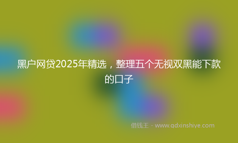 黑户网贷2025年精选，整理五个无视双黑能下款的口子