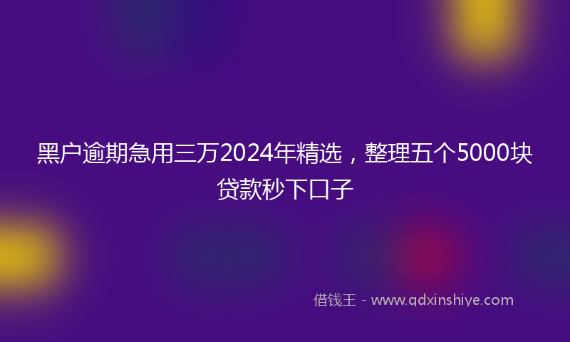黑户逾期急用三万2024年精选，整理五个5000块贷款秒下口子