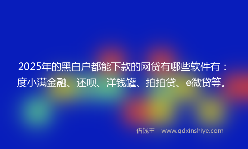 2025年的黑白户都能下款的网贷有哪些软件有：度小满金融、还呗、洋钱罐、拍拍贷、e微贷等。