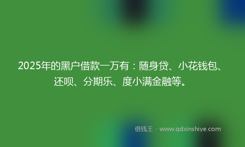 2025年的黑户借款一万有：随身贷、小花钱包、还呗、分期乐、度小满金融等。