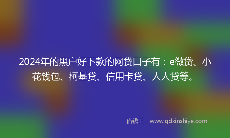 2024年的黑户好下款的网贷口子有：e微贷、小花钱包、柯基贷、信用卡贷、人人贷等。