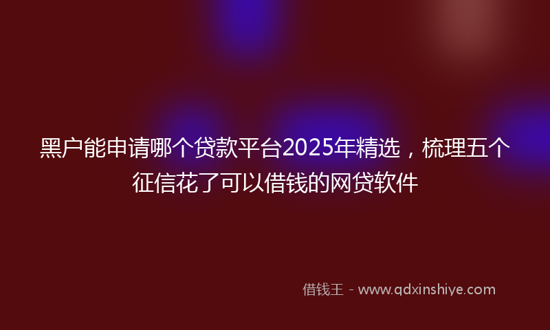 黑户能申请哪个贷款平台2025年精选，梳理五个征信花了可以借钱的网贷软件