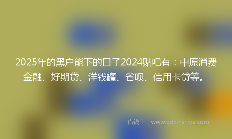2025年的黑户能下的口子2024贴吧有：中原消费金融、好期贷、洋钱罐、省呗、信用卡贷等。