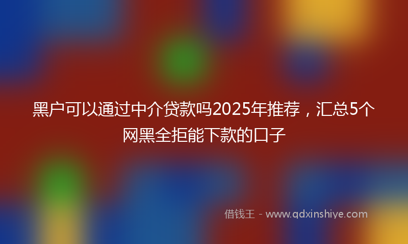 黑户可以通过中介贷款吗2025年推荐，汇总5个网黑全拒能下款的口子